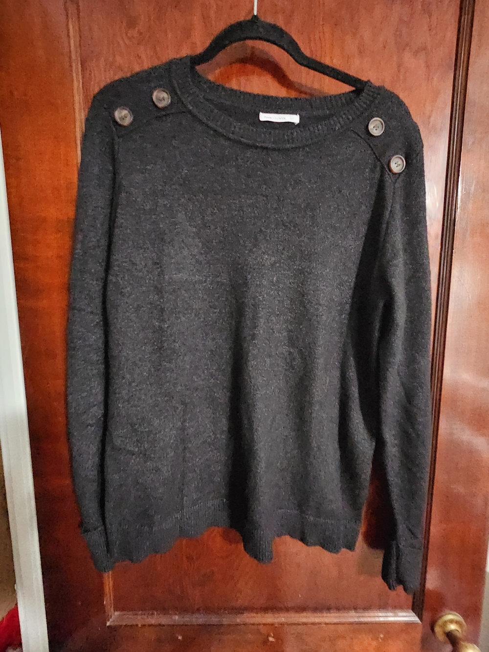 Pink Clover Dark Gray Textured Knit Crewneck Sweater - Size Large (NWOT)
